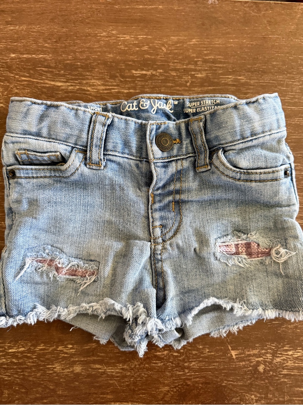 Cat & Jack Light Wash Distressed Denim Shorts